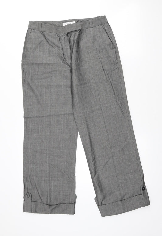 NEXT Womens Grey Viscose Trousers Size 8 L24 in Regular Zip