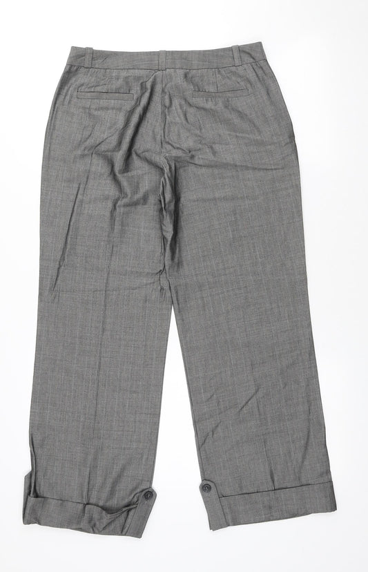 NEXT Womens Grey Viscose Trousers Size 8 L24 in Regular Zip
