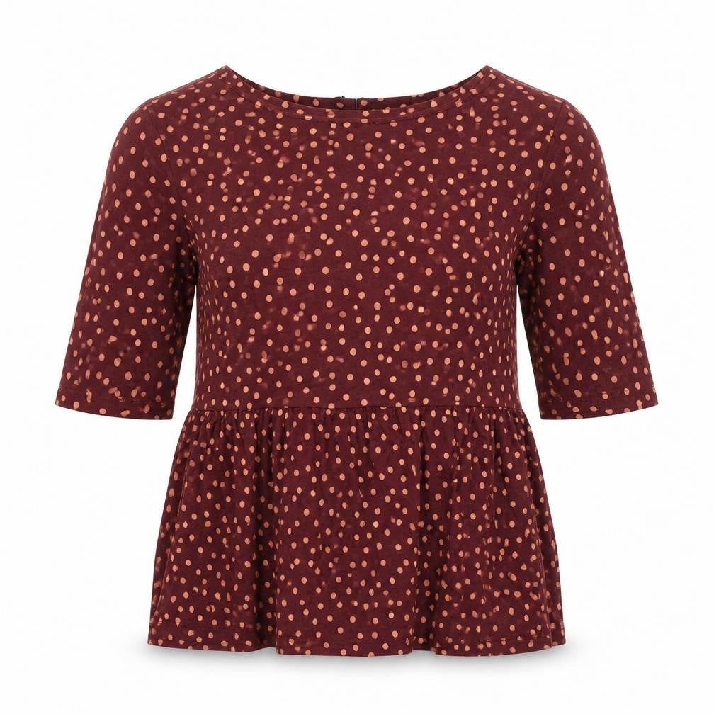 NEXT Womens Red Polka Dot Viscose Basic Blouse Size 8 Round Neck