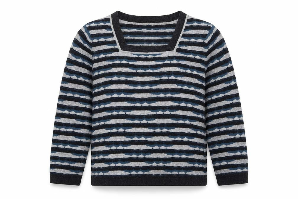 Country Casuals Womens Multicoloured Square Neck Striped Cotton Pullover Jumper Size S