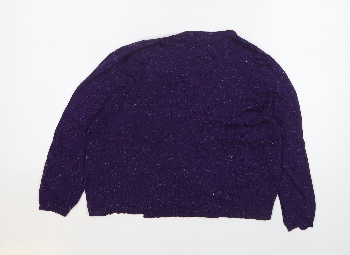 M&Co Womens Purple Round Neck Viscose Cardigan Jumper Size 12