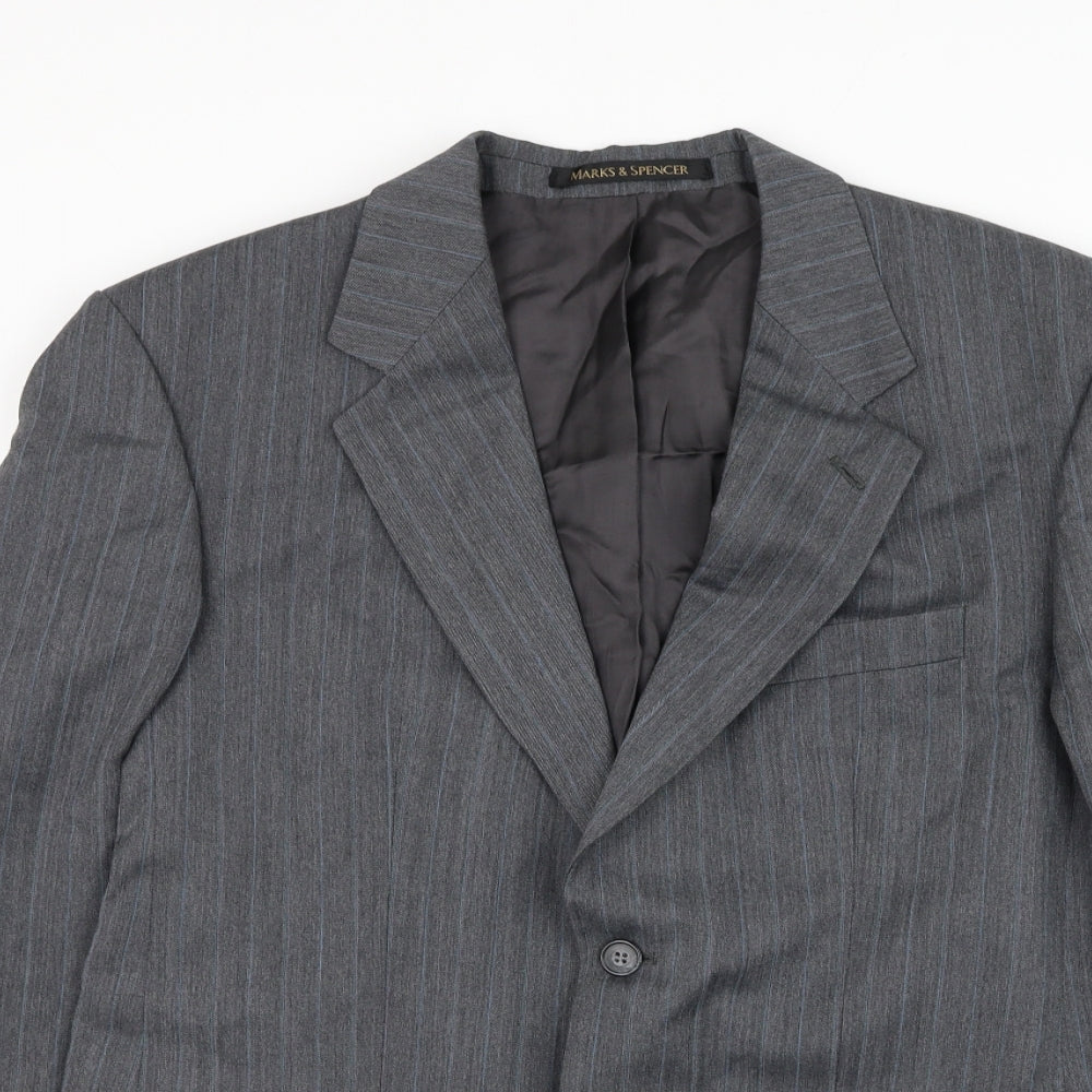 Marks and Spencer Mens Grey Polyester Jacket Suit Jacket Size 40
