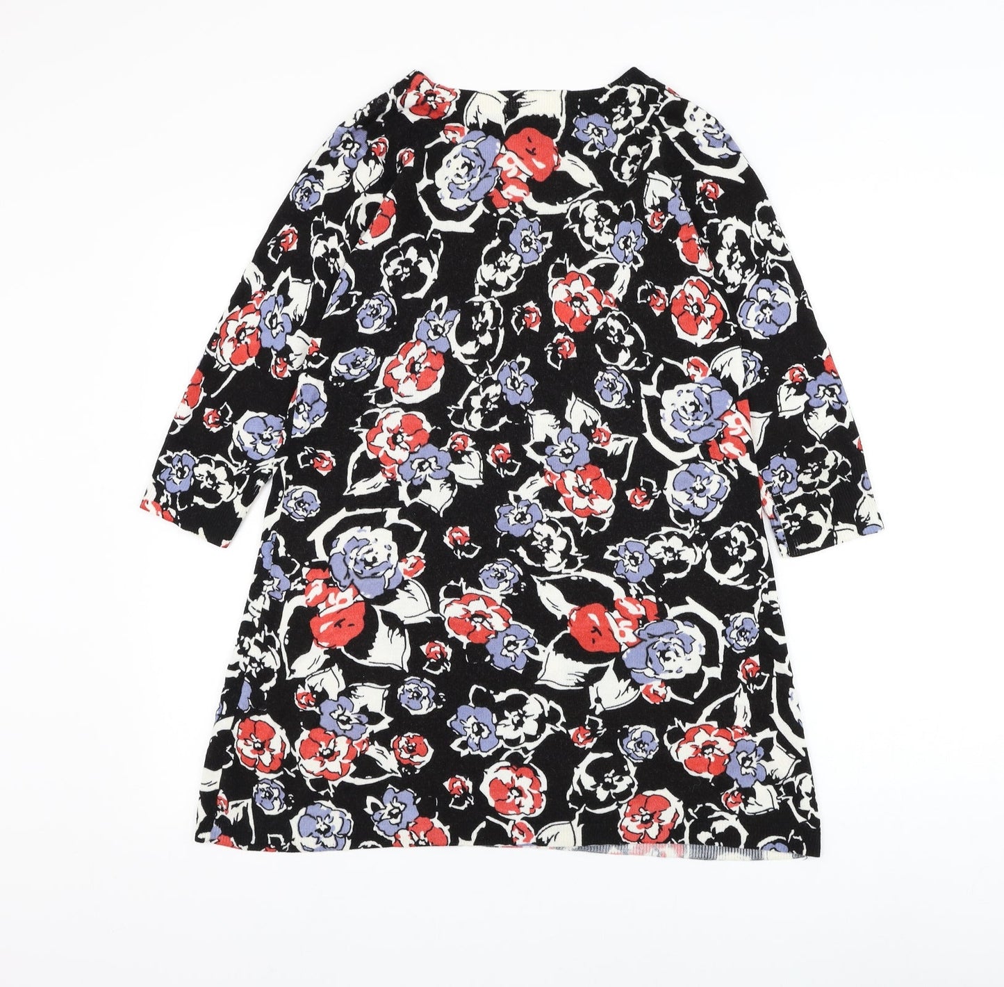 Papaya Womens Black Round Neck Floral Acrylic Pullover Jumper Size 12