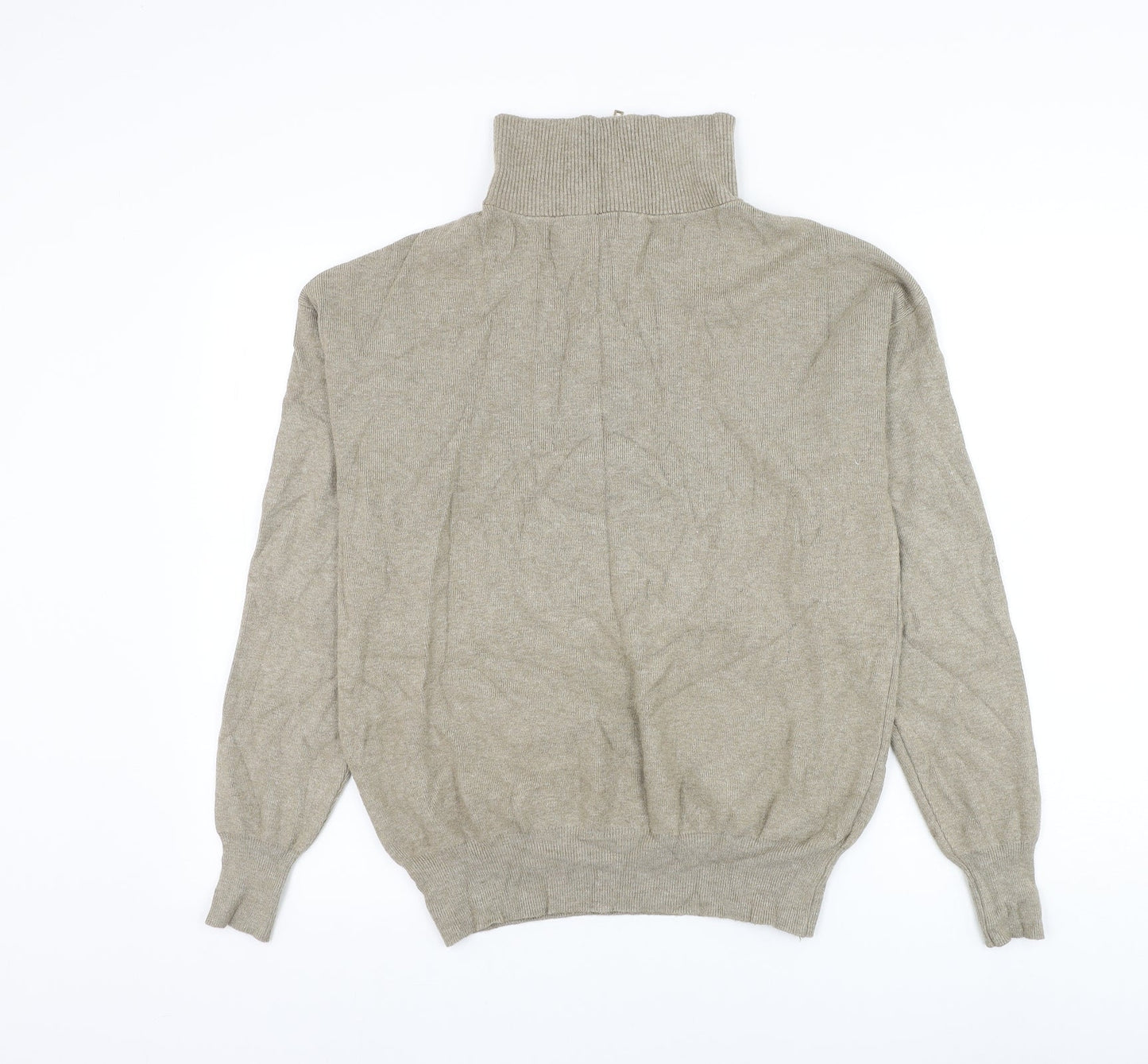 Papillonne Mens Beige High Neck Viscose Pullover Jumper Size L