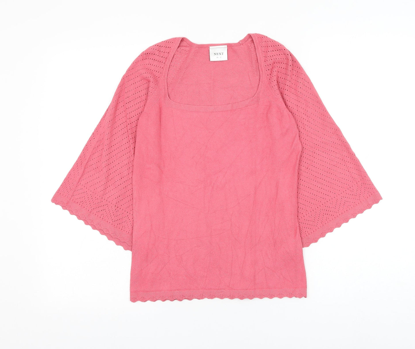NEXT Womens Pink Square Neck Viscose Pullover Jumper Size 10