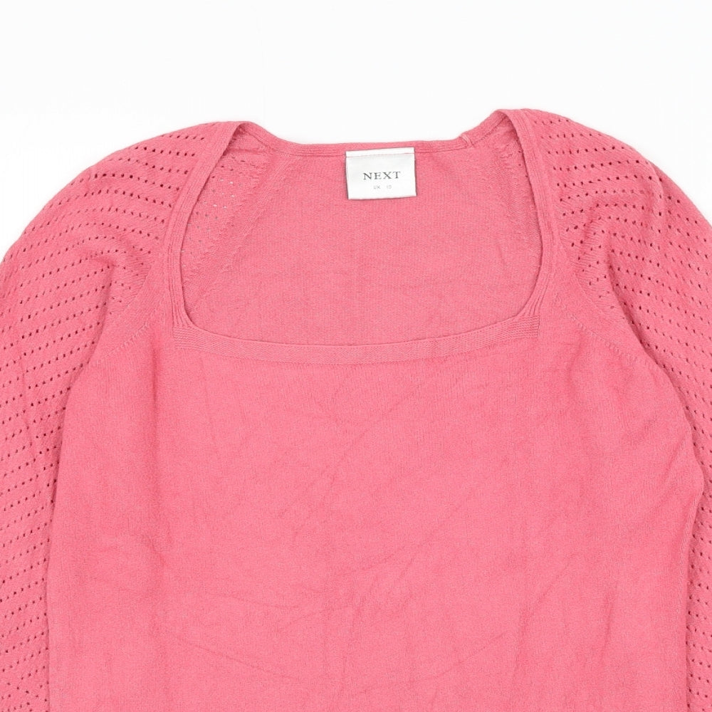 NEXT Womens Pink Square Neck Viscose Pullover Jumper Size 10