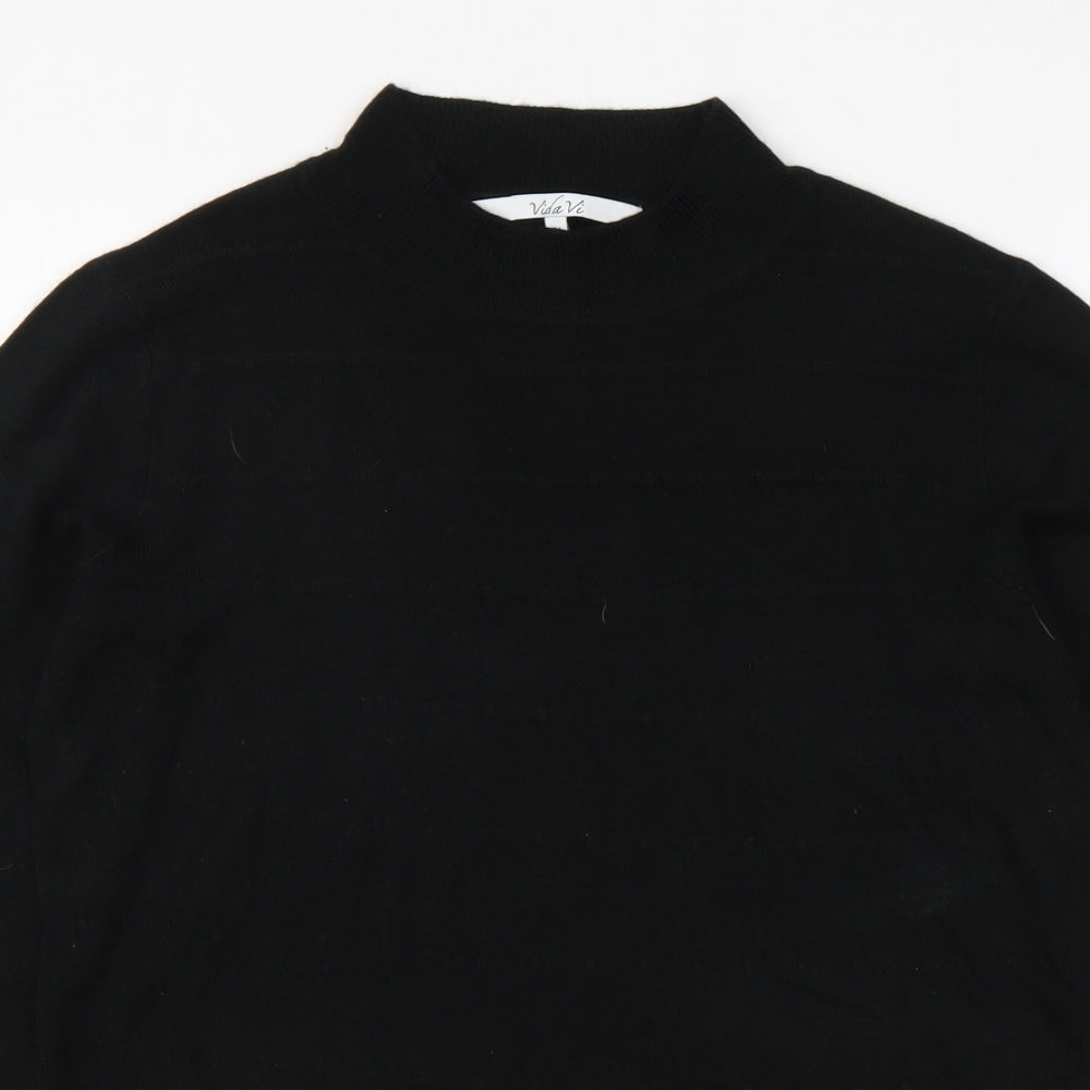 Vida Vi Womens Black High Neck Acrylic Pullover Jumper Size M