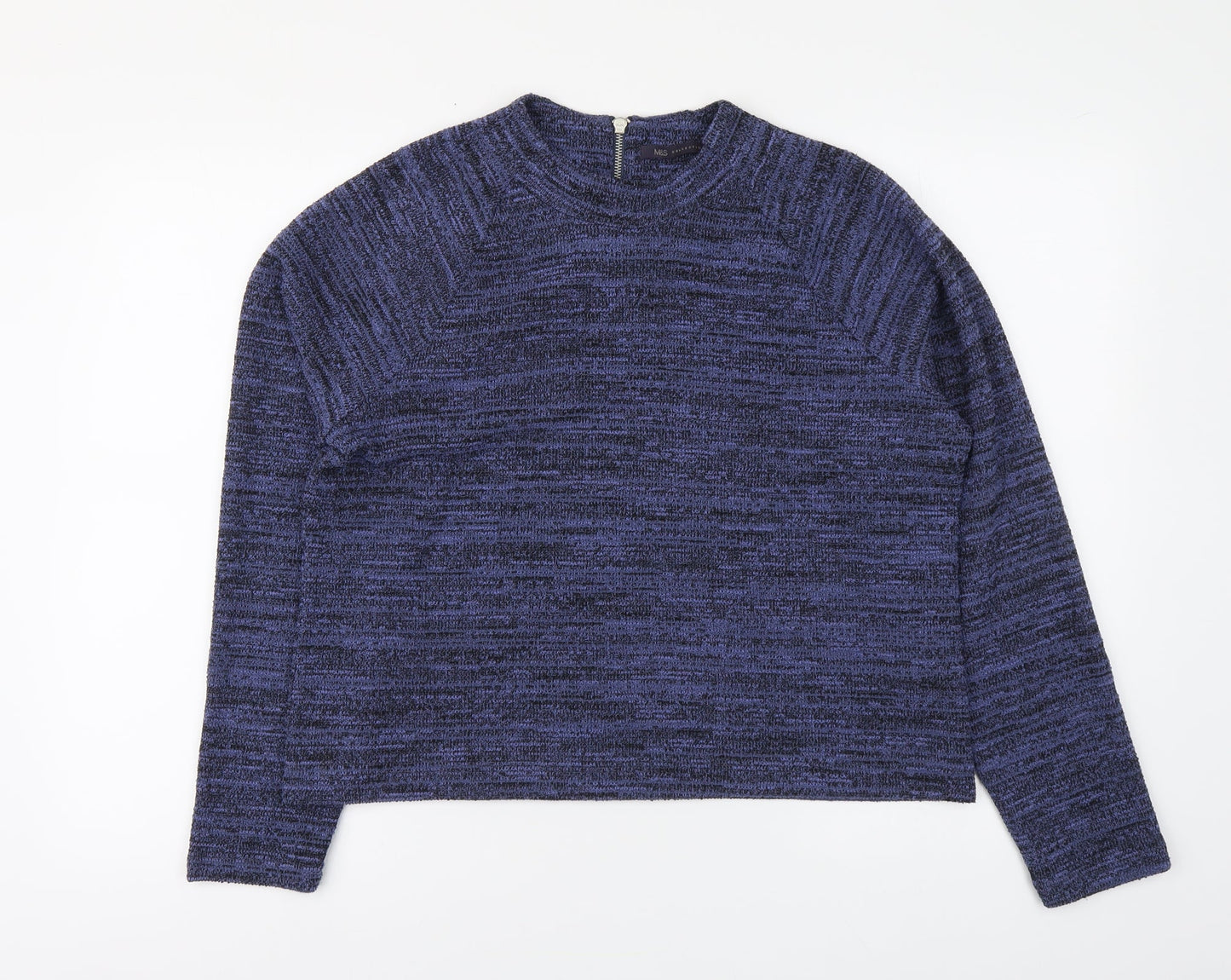 Marks and Spencer Womens Blue Round Neck Polyester Pullover Jumper Size 16