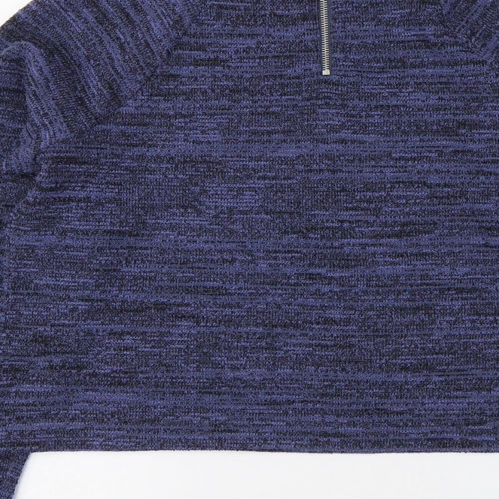 Marks and Spencer Womens Blue Round Neck Polyester Pullover Jumper Size 16