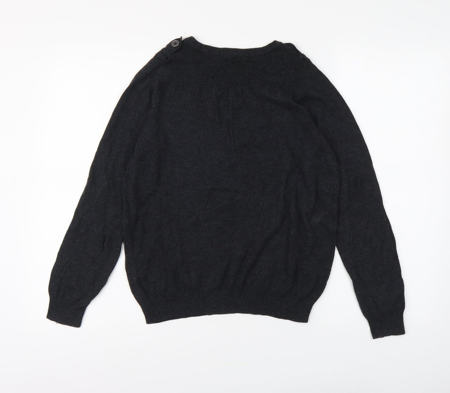 Marks and Spencer Womens Grey Round Neck Viscose Pullover Jumper Size 14