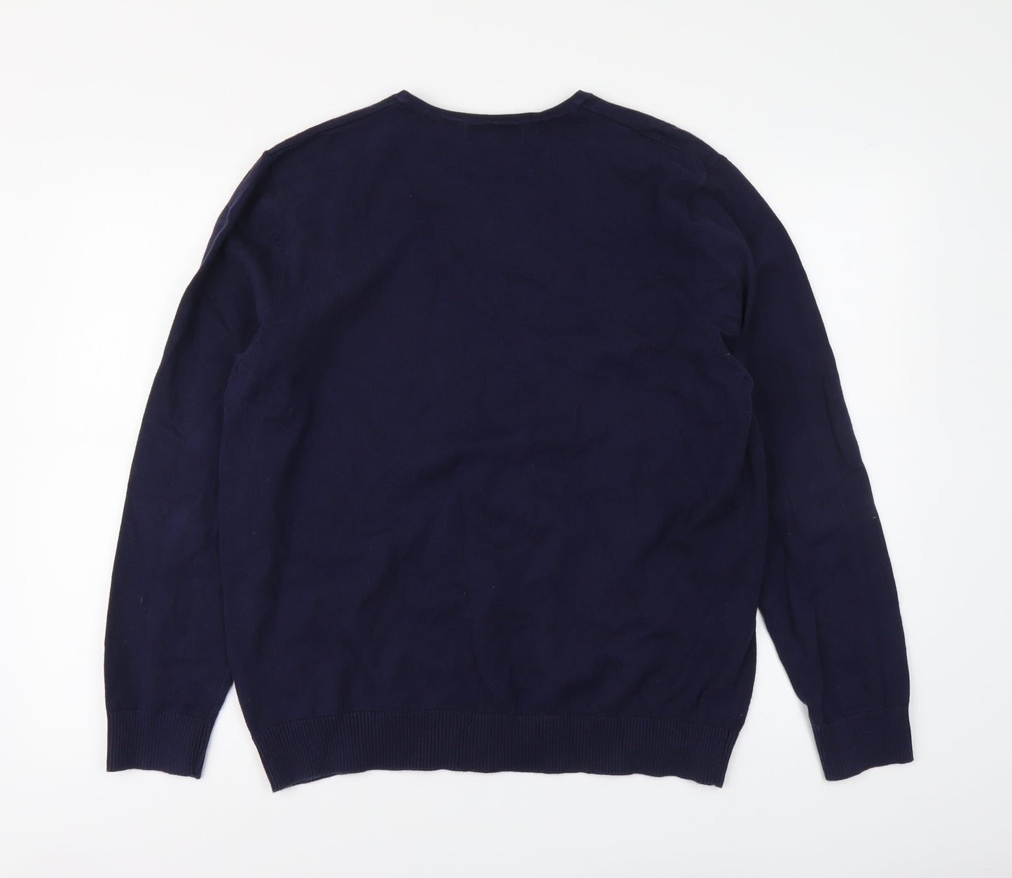 Burton Mens Blue V-Neck Cotton Pullover Jumper Size XL