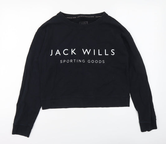 Jack Wills Womens Black Polyester Pullover Sweatshirt Size 6 Pullover