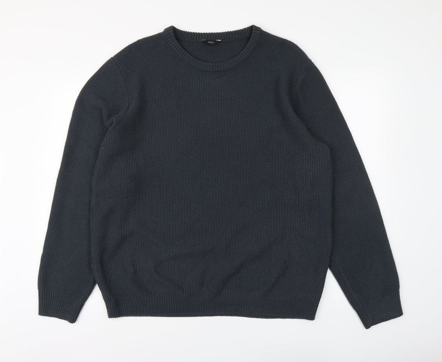 M&Co Mens Blue Round Neck Acrylic Pullover Jumper Size XL