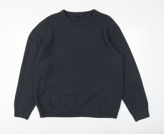 M&Co Mens Blue Round Neck Acrylic Pullover Jumper Size XL