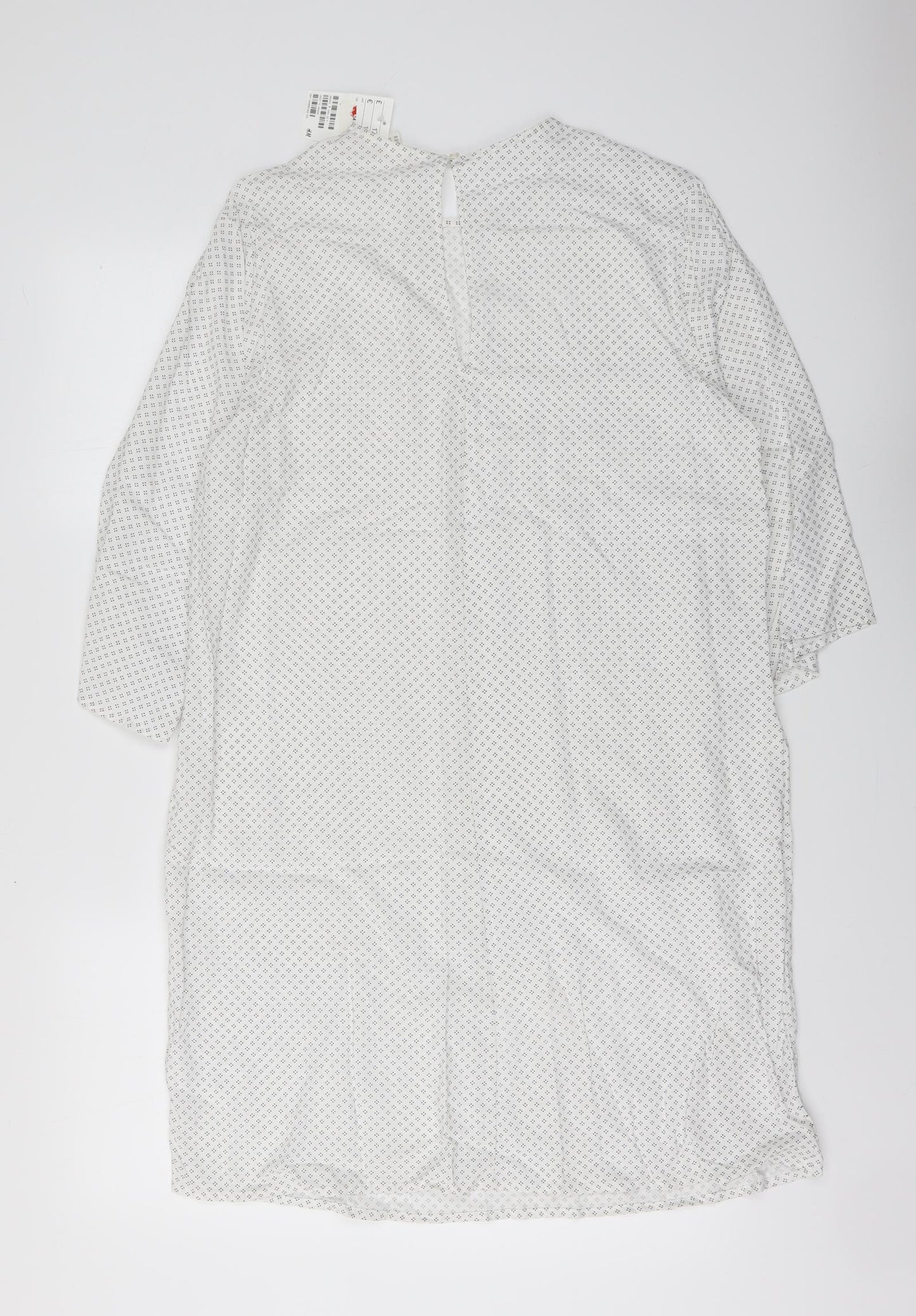 H&M Womens White Polka Dot Polyester A-Line Size M Round Neck Pullover