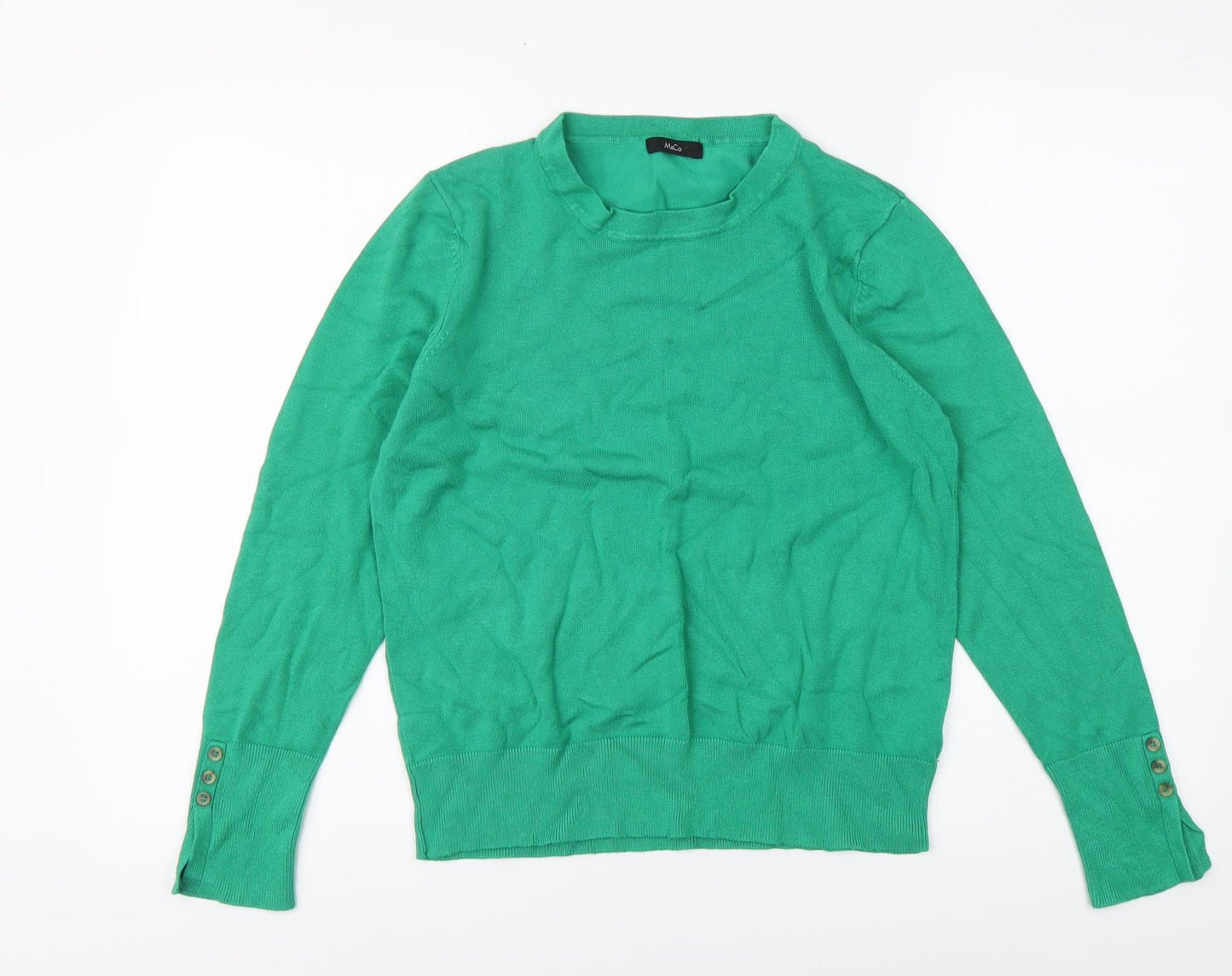 M&Co Womens Green Round Neck Viscose Pullover Jumper Size 14