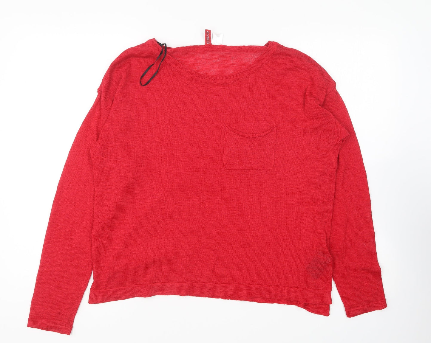 H&M Womens Red Round Neck Polyester Pullover Jumper Size M
