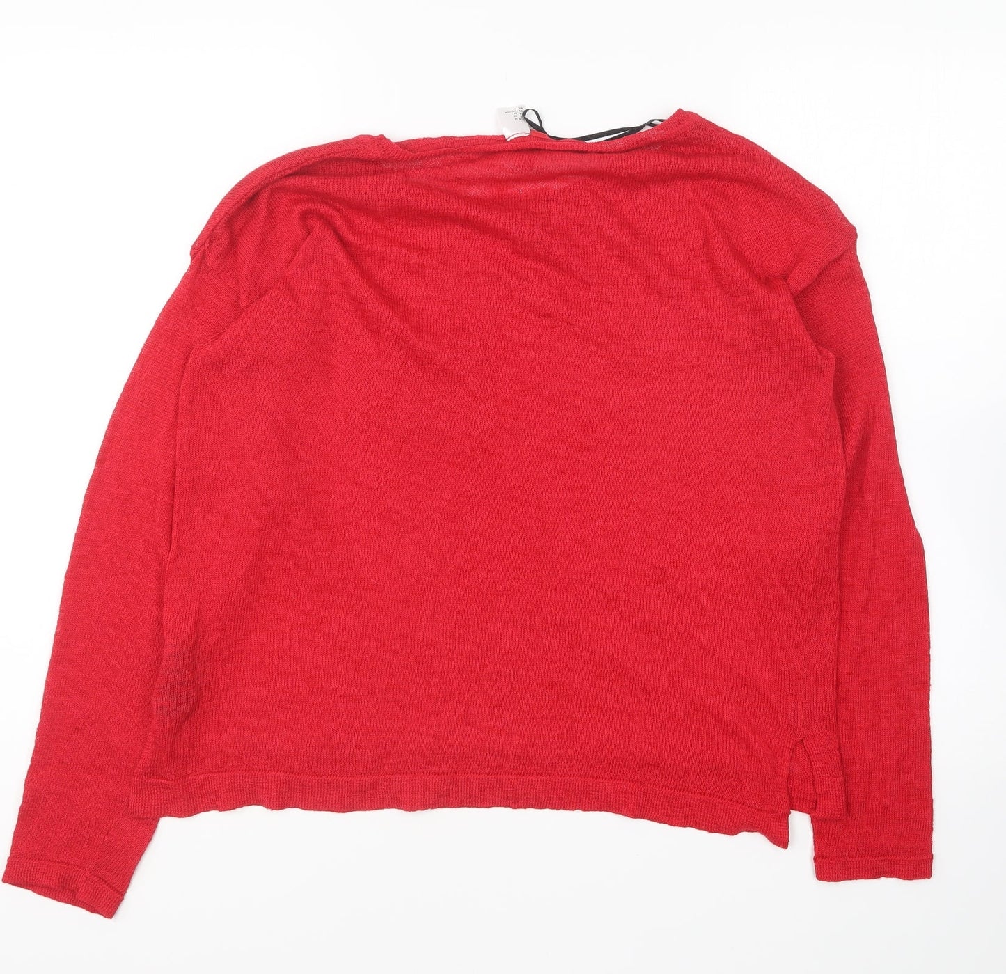 H&M Womens Red Round Neck Polyester Pullover Jumper Size M