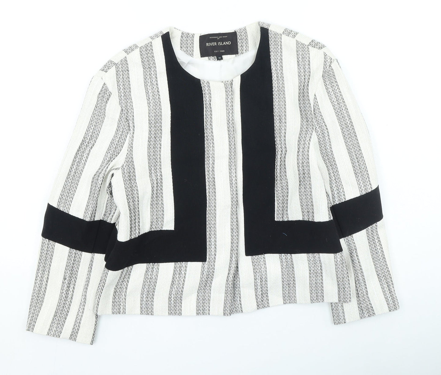 River Island Womens Multicoloured Striped Jacket Size 10 Snap