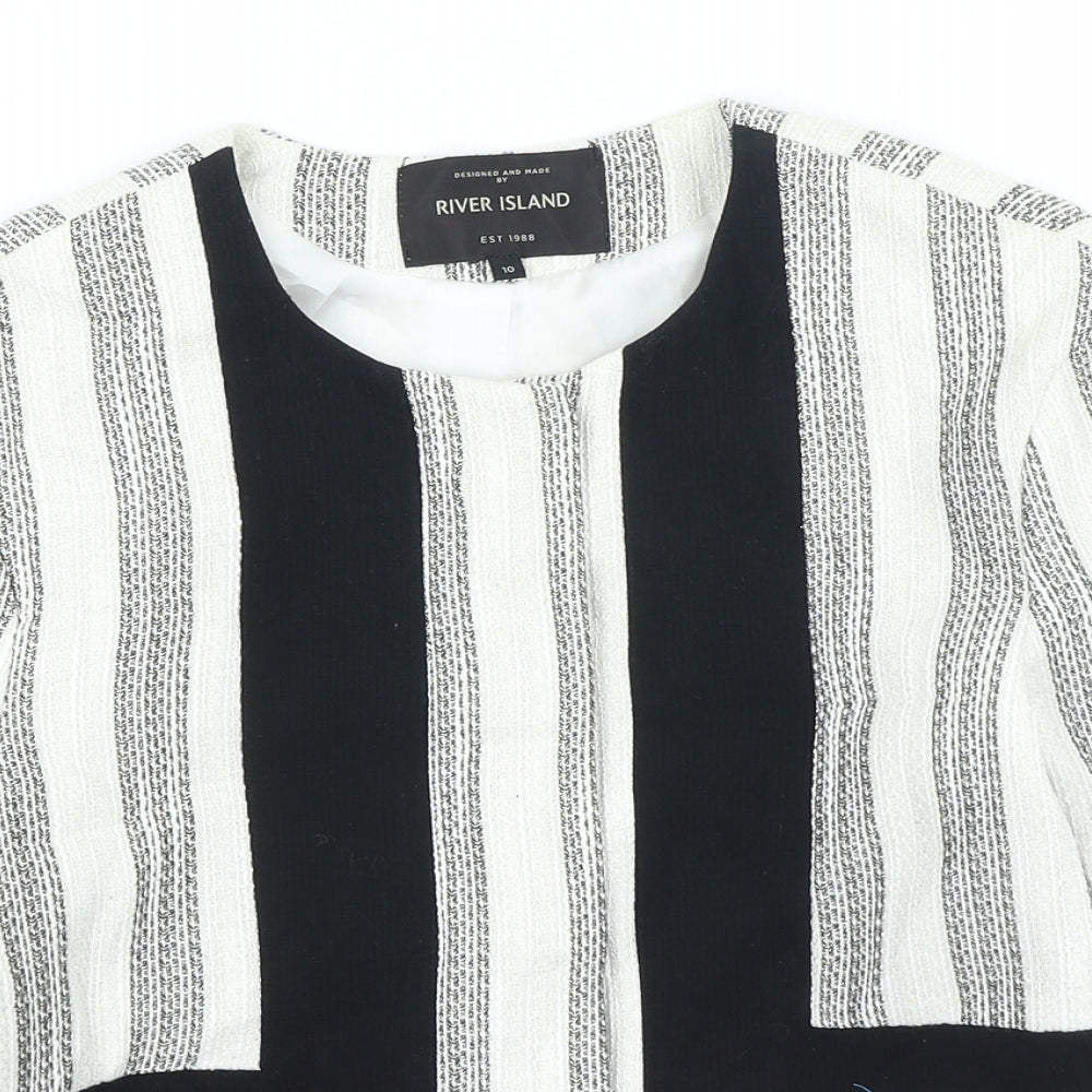 River Island Womens Multicoloured Striped Jacket Size 10 Snap