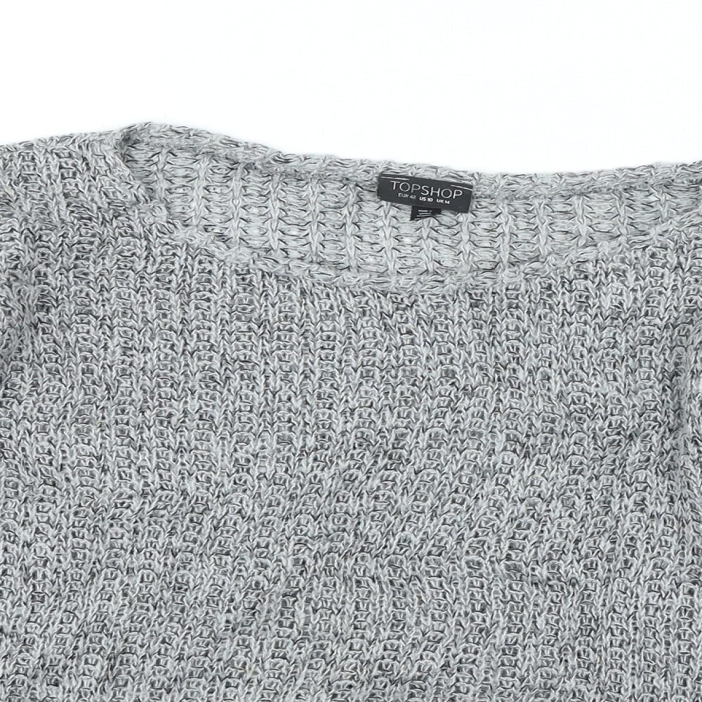 Topshop Womens Grey Round Neck Acrylic Pullover Jumper Size 14