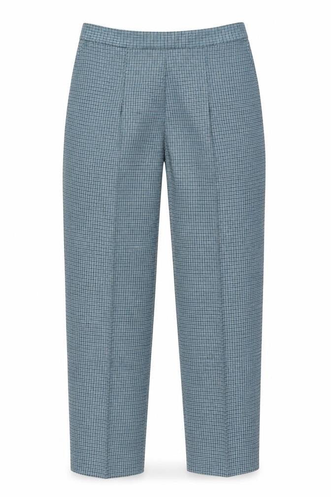 Marks and Spencer Womens Blue Check Polyester Trousers Size 30 in L23 in Regular