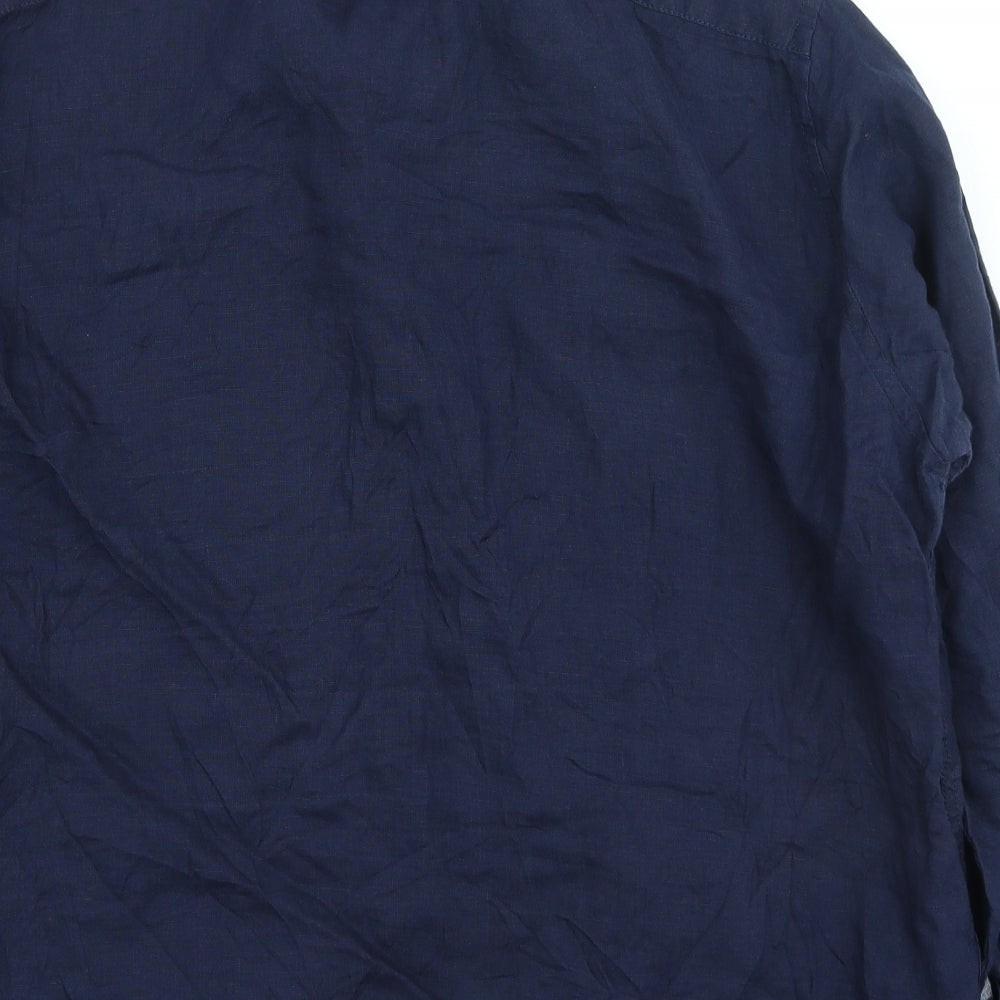 Blue Harbour Womens Blue Cotton Basic Button-Up Size 2XL Collared
