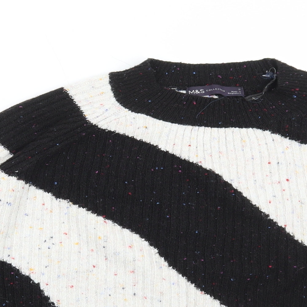 Marks and Spencer Womens Multicoloured Boat Neck Striped Acrylic Pullover Jumper Size S