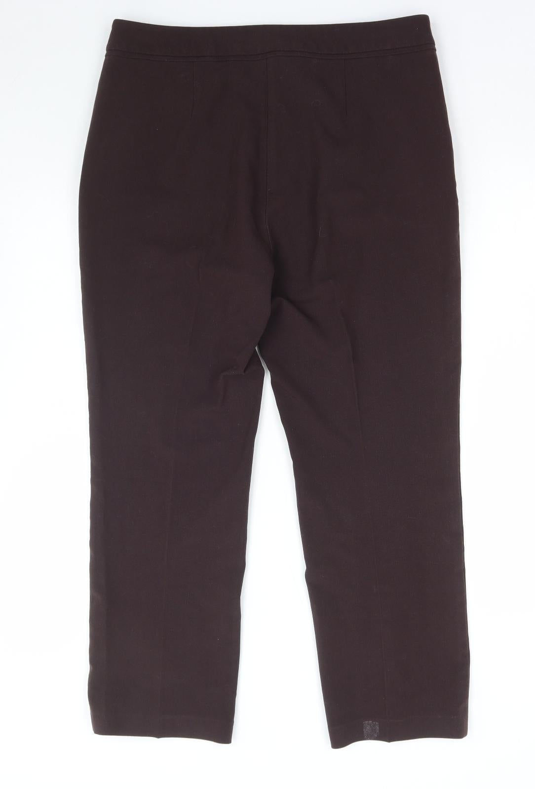 Marks and Spencer Womens Brown Polyester Trousers Size 34 in L28 in Regular Button