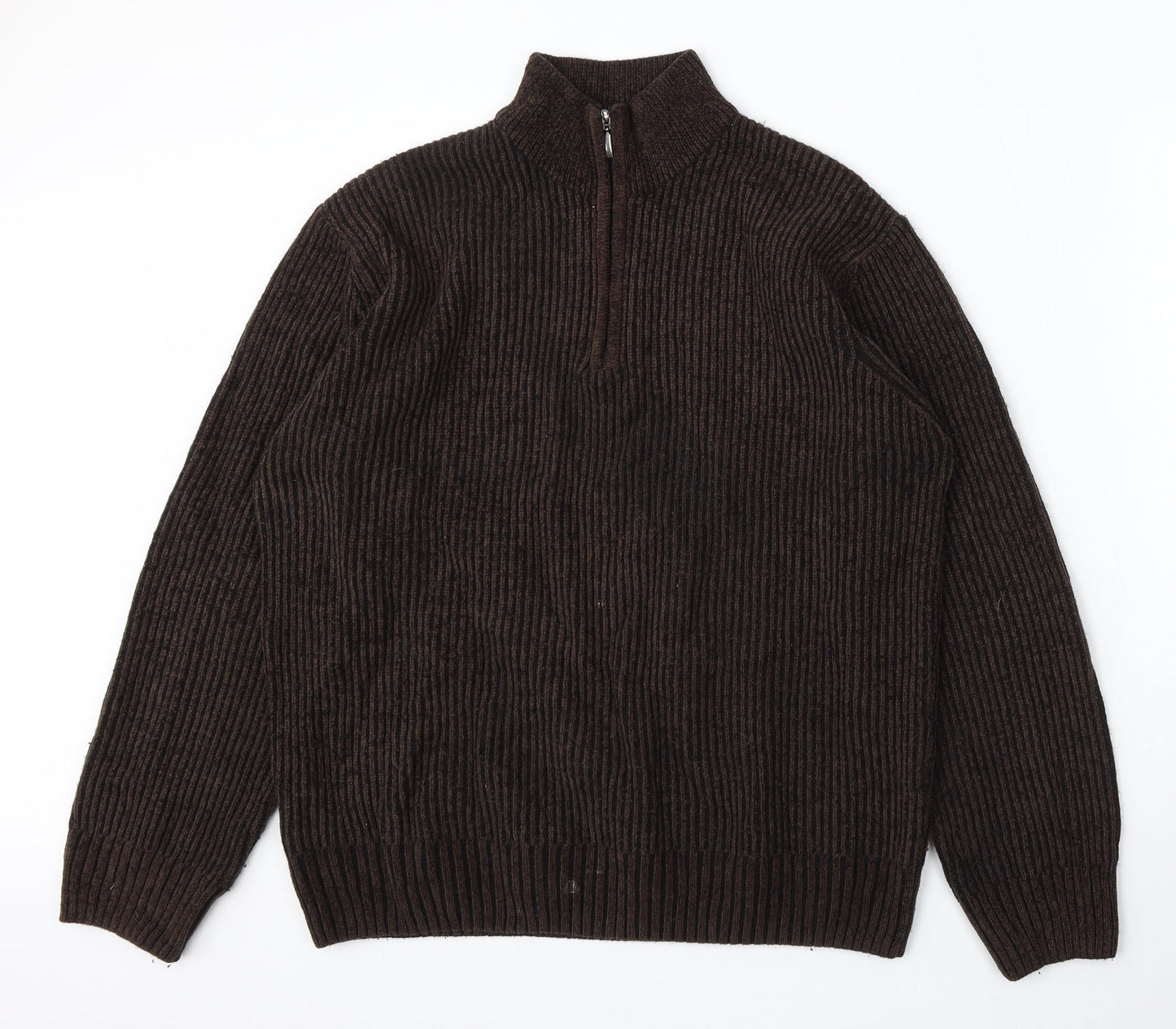 Reed Mens Brown Mock Neck Polyester Pullover Jumper Size L