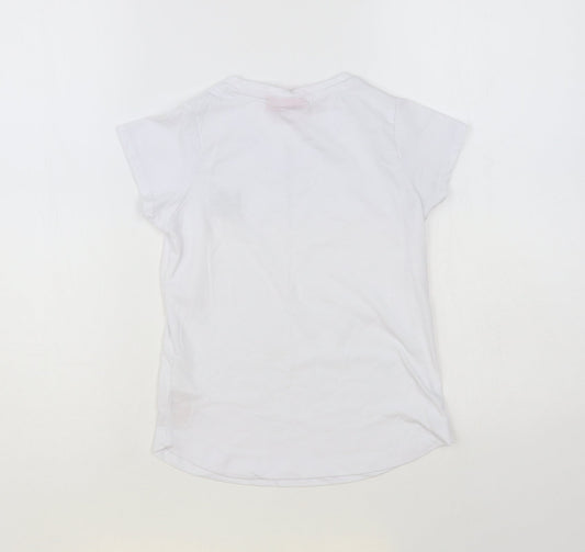 LA Gear Girls White Polyester Basic T-Shirt Size 7-8 Years V-Neck Pullover