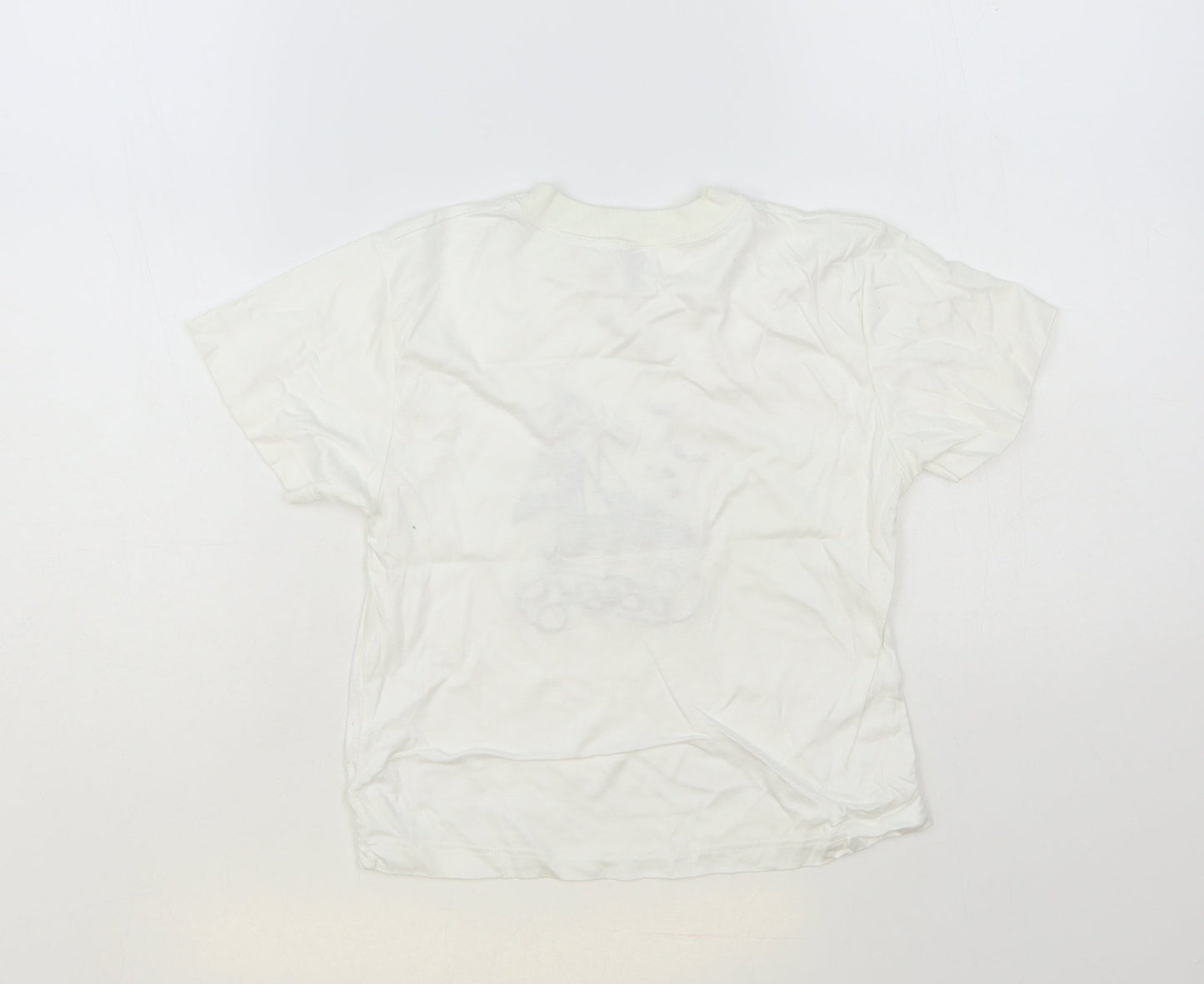 Creation Stummer Girls White Cotton Pullover T-Shirt Size 6 Years Crew Neck Pullover - Boat