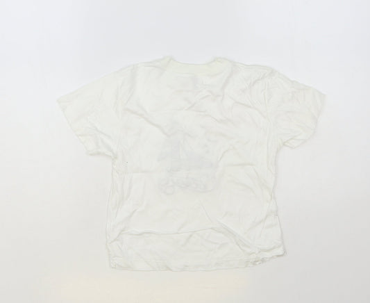 Creation Stummer Girls White Cotton Pullover T-Shirt Size 6 Years Crew Neck Pullover - Boat