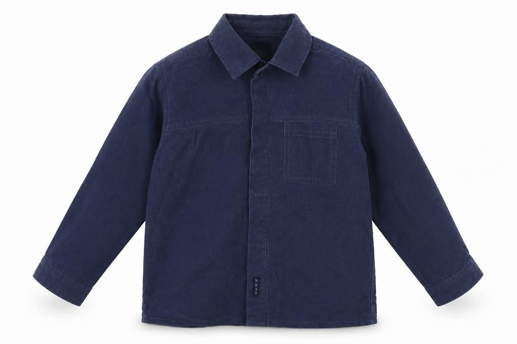 NEXT Boys Blue Lyocell Basic Button-Up Size 2-3 Years Collared Button
