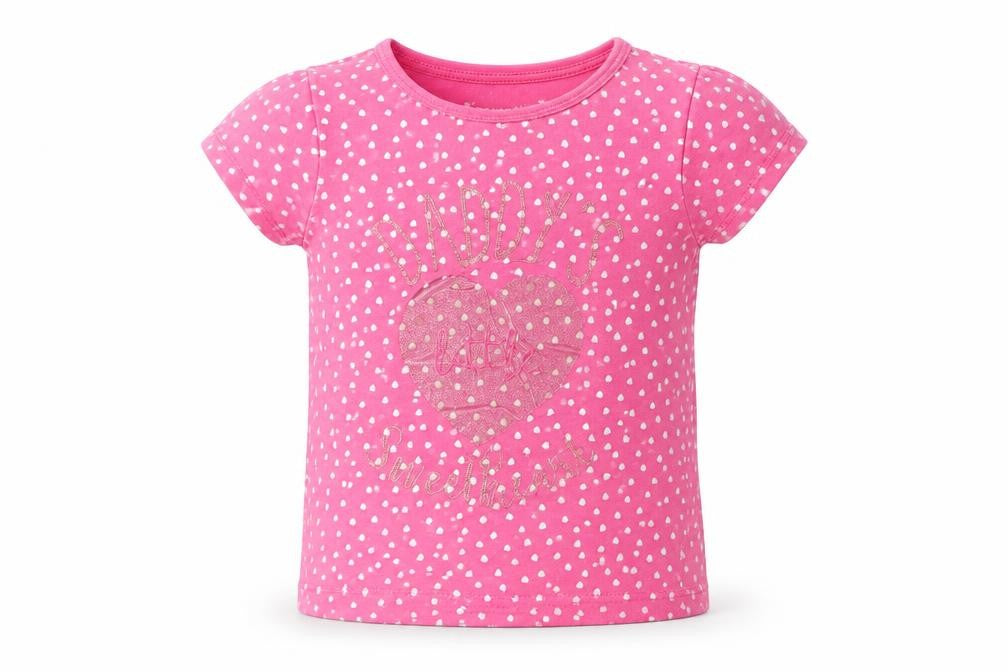 Primark Girls Pink Geometric Cotton Pullover T-Shirt Size 3-4 Years Crew Neck Pullover - Daddy's Little Sweetheart
