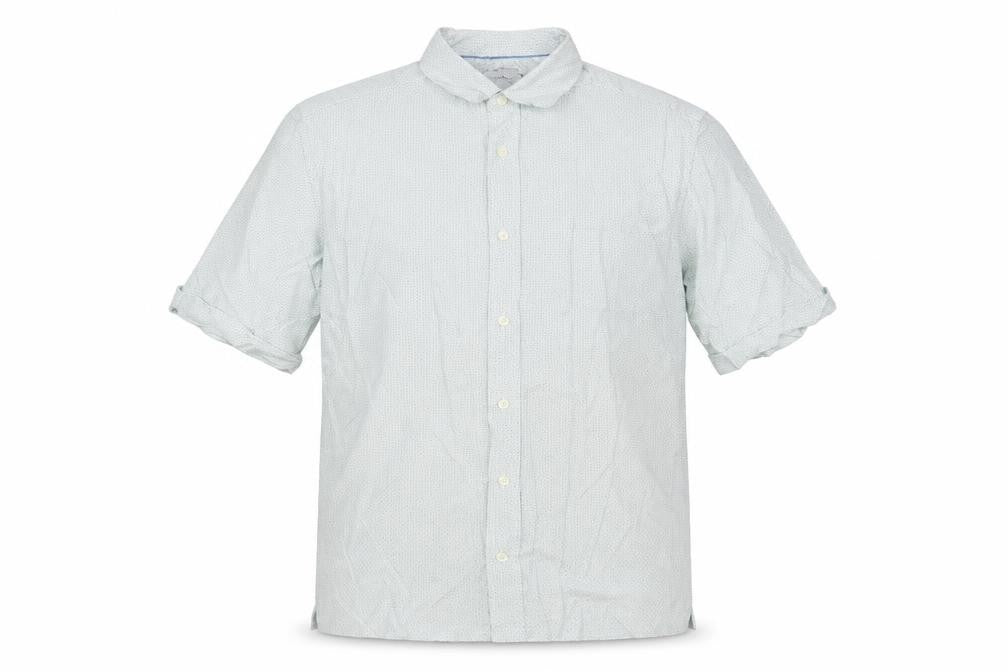 Blue Harbour Mens Green Geometric Modal Button-Up Size L Collared Button