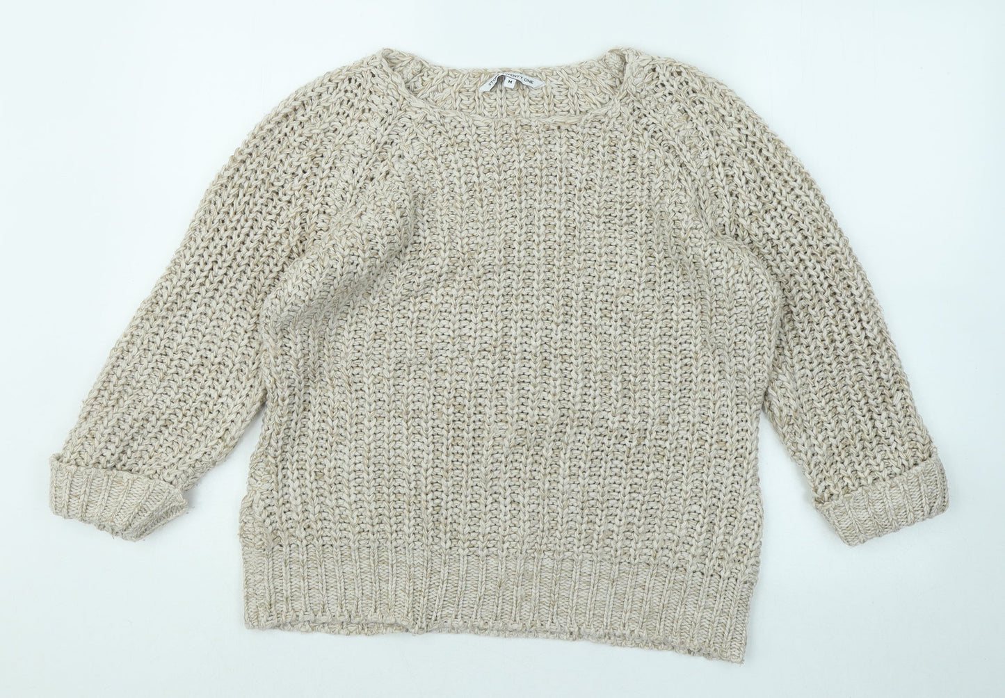 Store Twenty One Womens Beige Round Neck Acrylic Pullover Jumper Size M