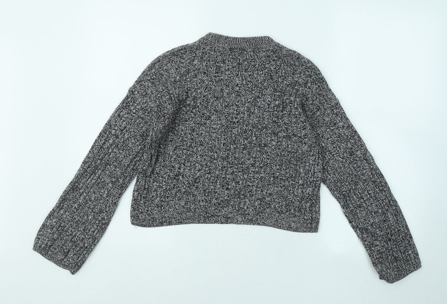 Topshop Womens Grey Round Neck Cotton Pullover Jumper Size 8