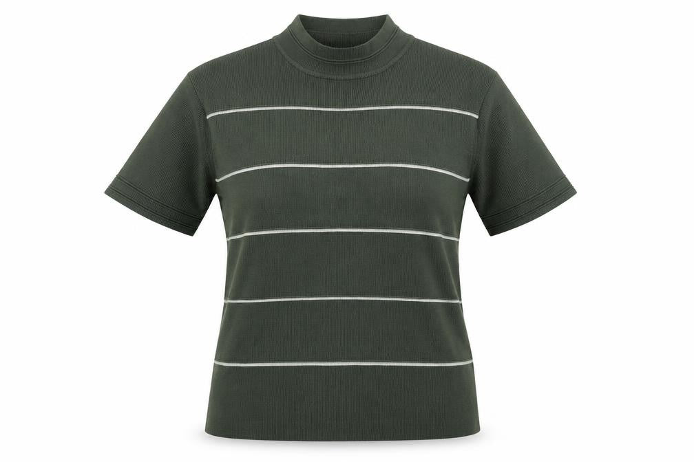 TIGI Womens Green Round Neck Striped Acrylic Pullover Jumper Size 14