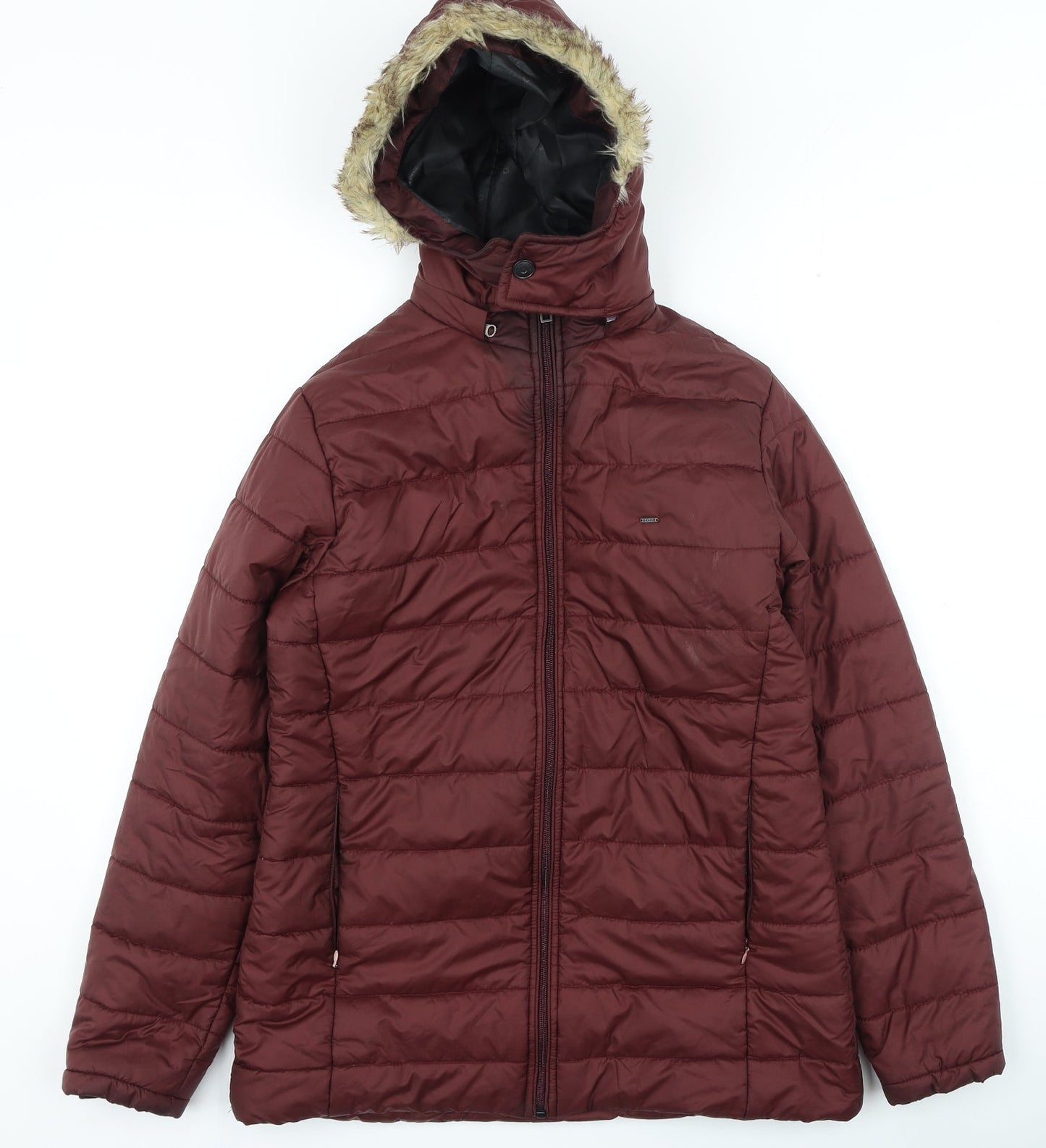 Okane Womens Purple Quilted Coat Size L Zip