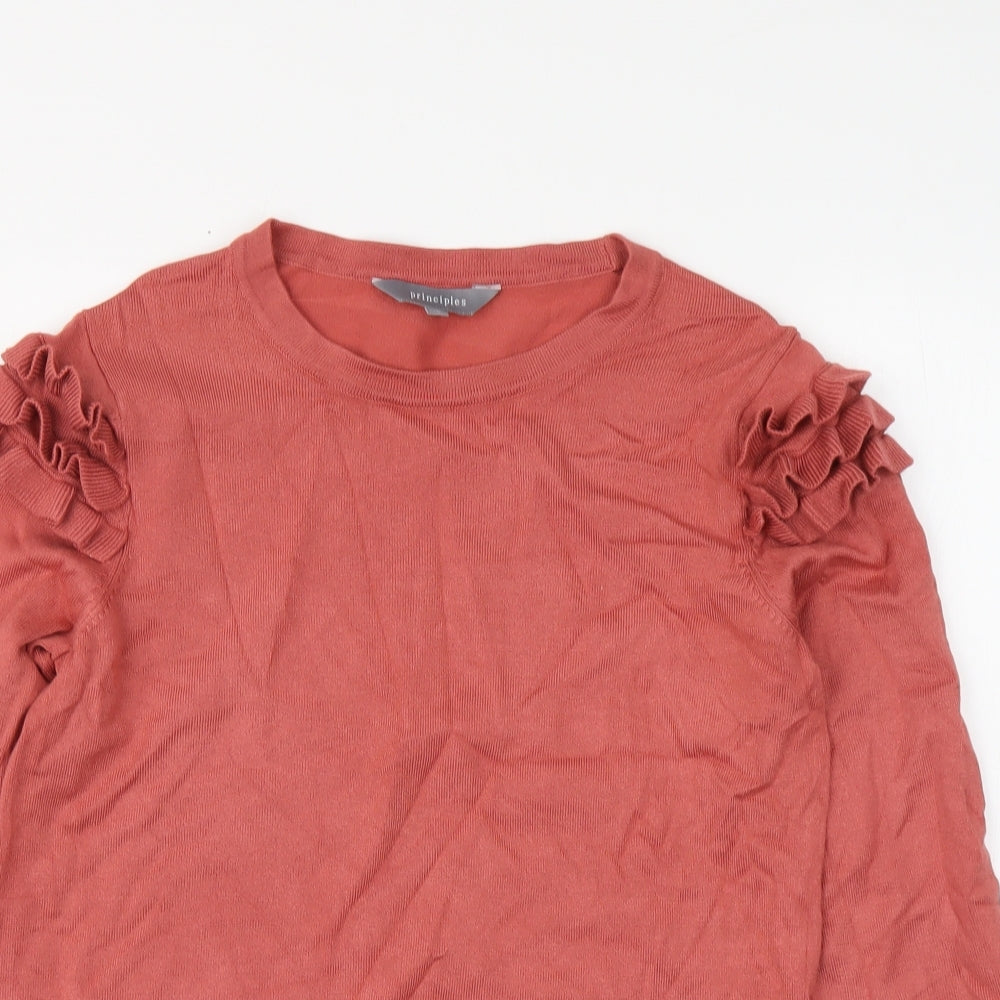 Principles Womens Red Round Neck Viscose Pullover Jumper Size 10