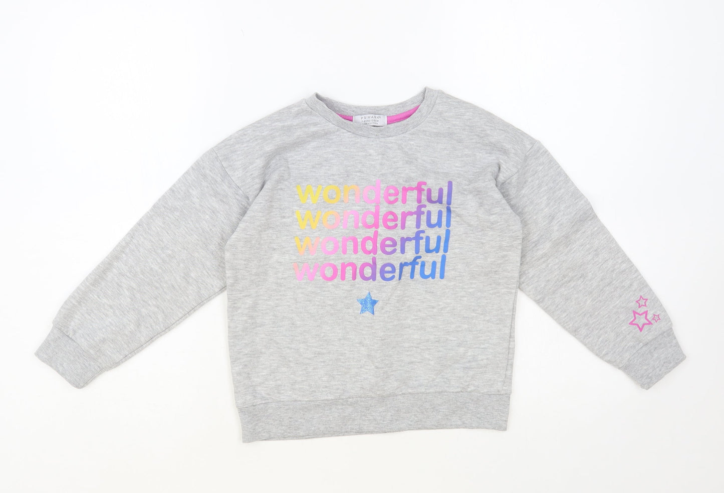 Primark Girls Grey Cotton Henley Sweatshirt Size 7-8 Years Pullover - Wonderful
