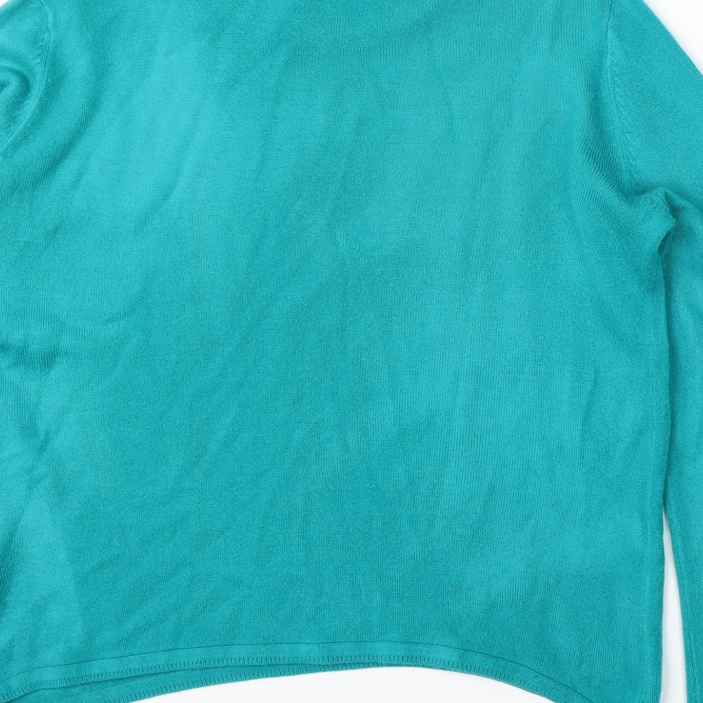 Bonmarché Womens Blue Round Neck Acrylic Pullover Jumper Size M