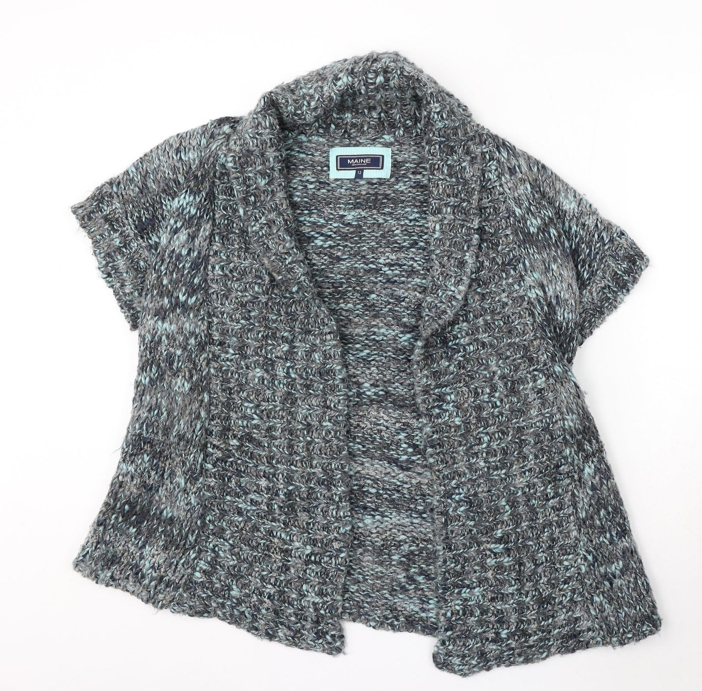 Debenhams Womens Grey V-Neck Acrylic Cardigan Jumper Size 12