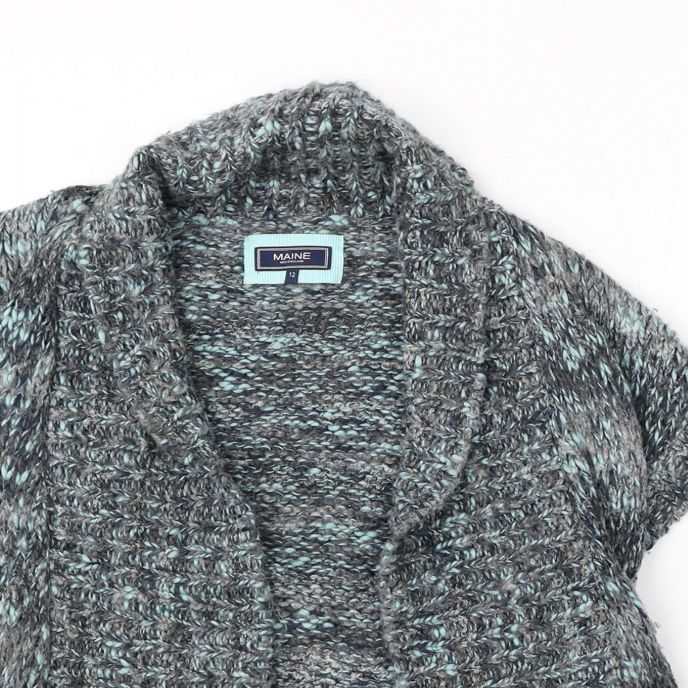 Debenhams Womens Grey V-Neck Acrylic Cardigan Jumper Size 12