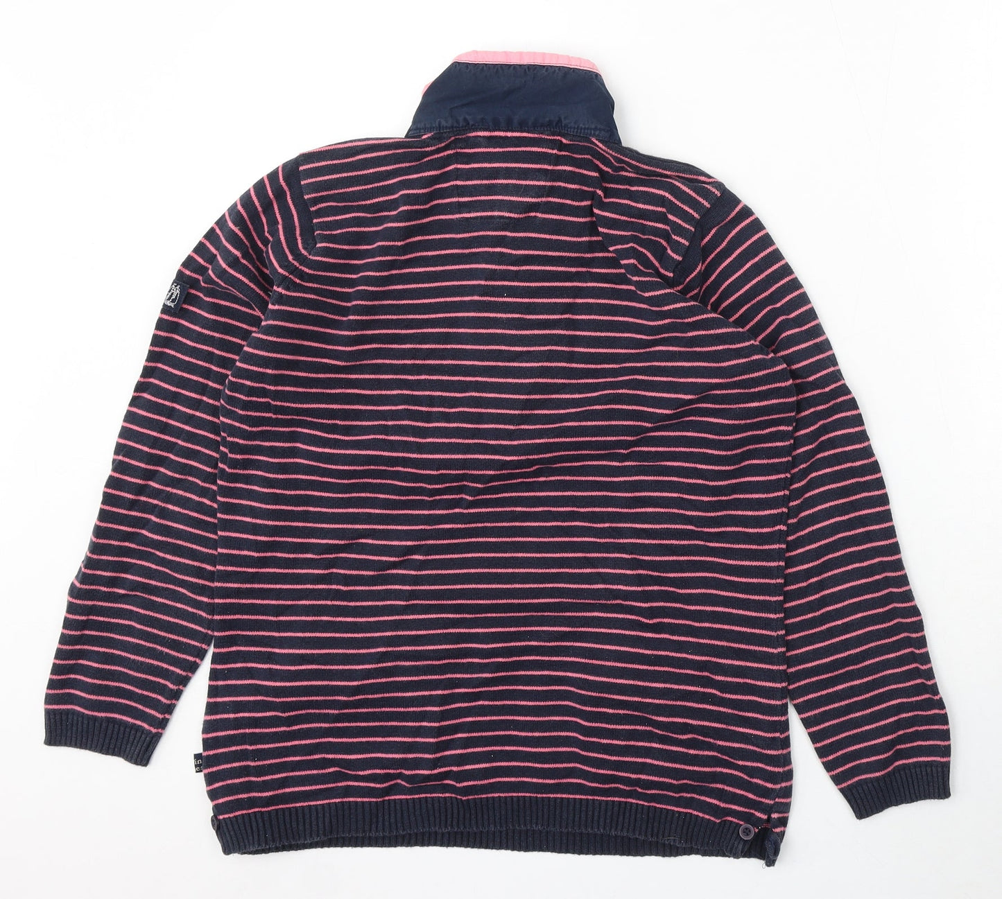 Original Blues Womens Blue Striped Cotton Pullover Sweatshirt Size M Zip