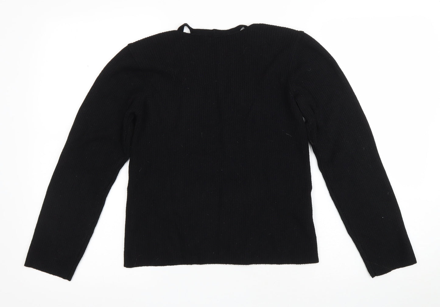 Style Womens Black V-Neck Viscose Pullover Jumper Size 18 - Cut out