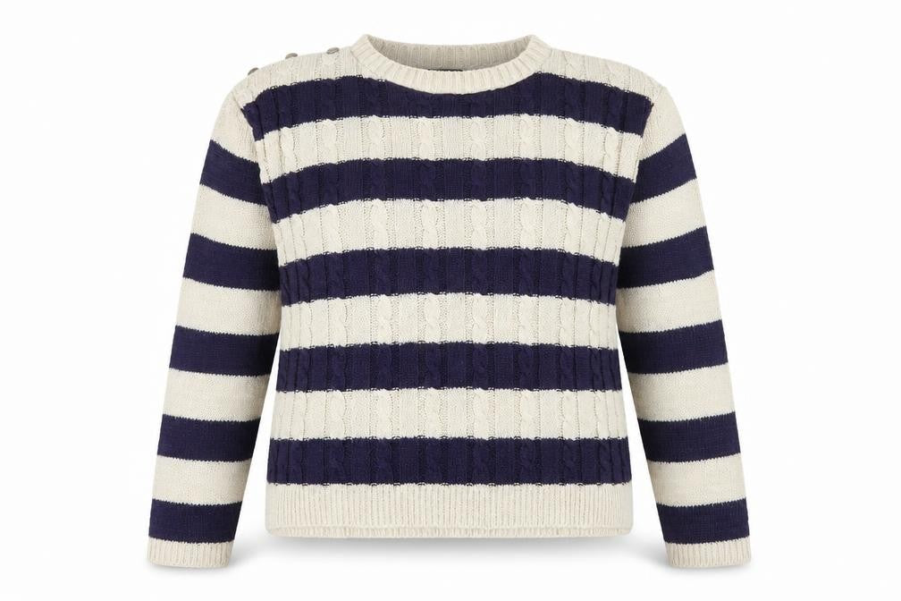 Exhibit Womens Multicoloured Round Neck Striped Acrylic Pullover Jumper Size S