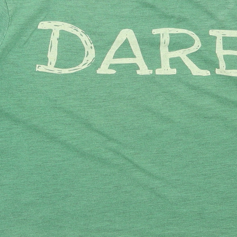 River Island Womens Green Cotton Cropped T-Shirt Size 8 Round Neck - Truth Dare