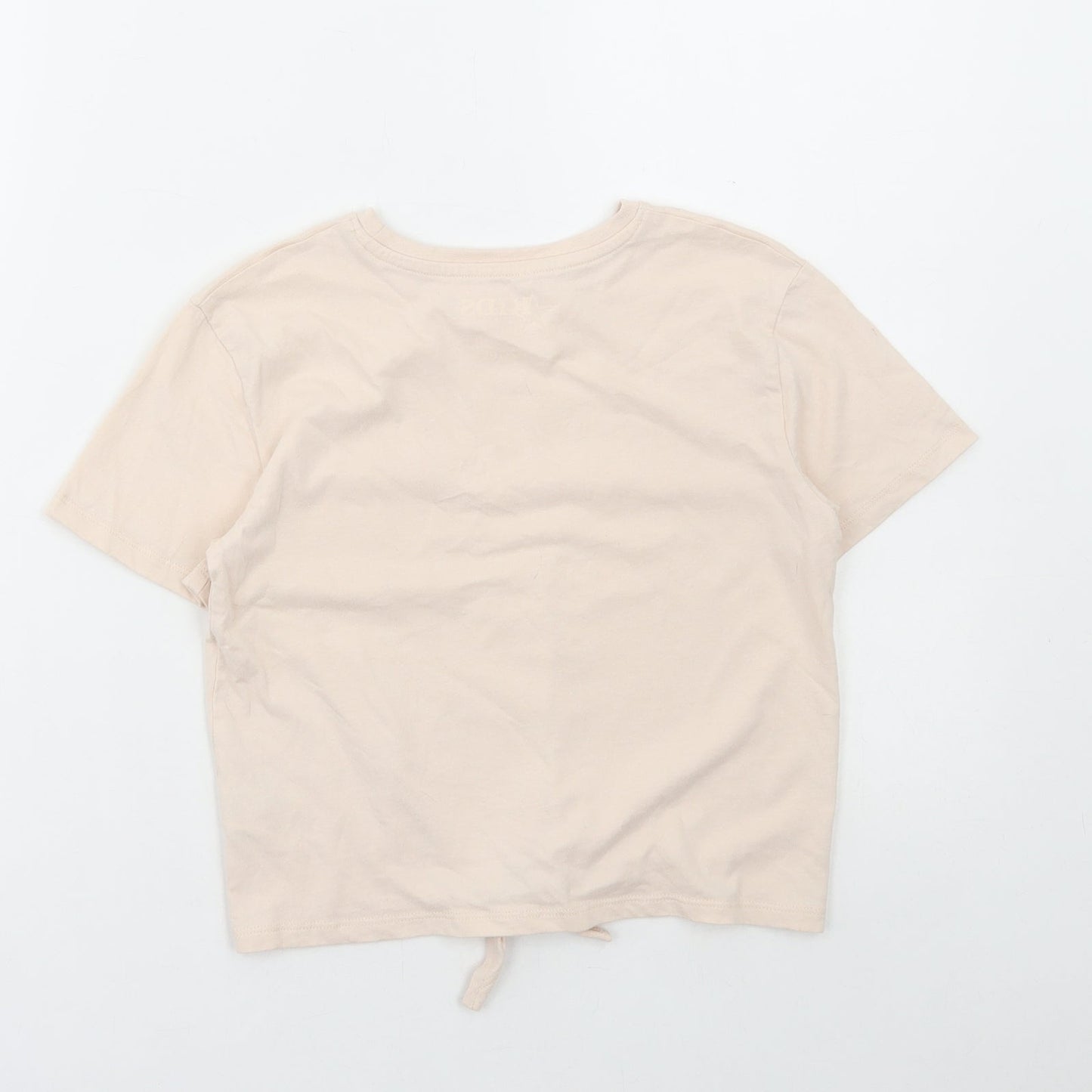 Peacocks Girls Beige Cotton Cropped T-Shirt Size 9-10 Years Round Neck Pullover - Besties